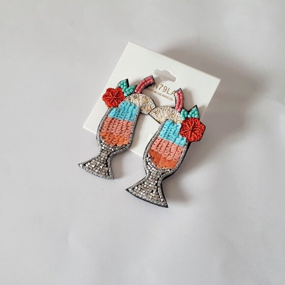 NWOT Ten79LA cocktail beaded & sequin earrings - Picture 3 of 4